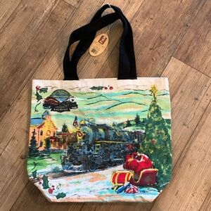 New Christmas Smoky Mountains Railroad durable artist fabric tote bag